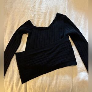 Vestique Black Ribbed Wrap Sweater